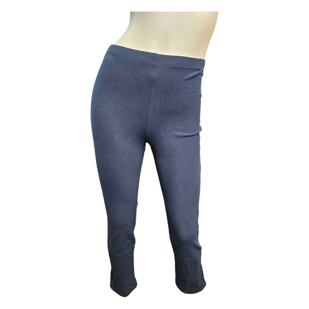 Women with Control Blue Stretch Skinny Pants Lacey Ankle Womens Size XS - Picture 3 of 9
